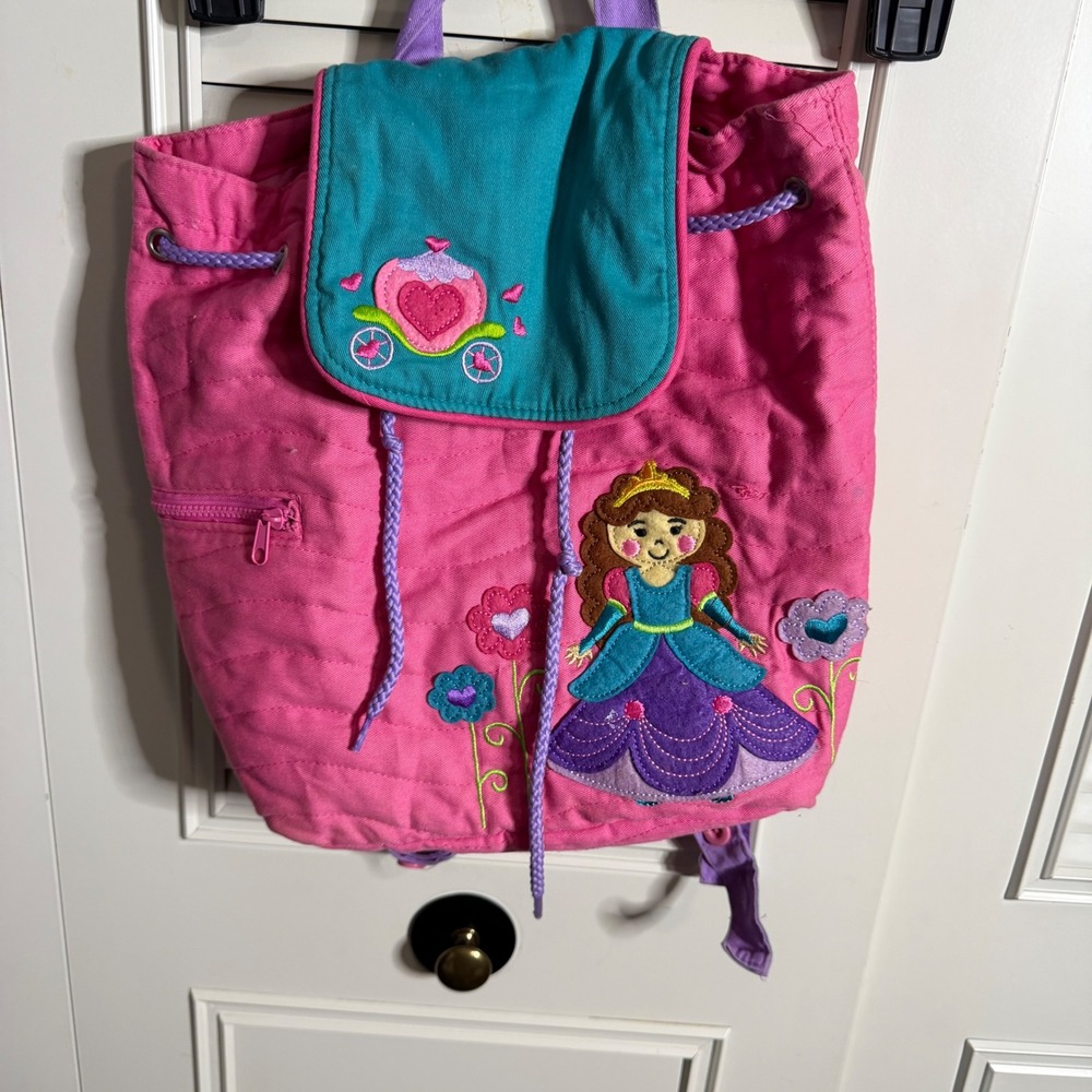 Stephen Joseph Kids Pink Quilted Princess Backpack Drawstring Bag